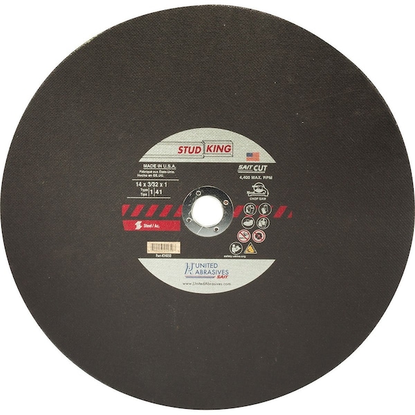 United Abrasives/Sait United Abrasives - Sait Cut Off Wheel Type 1 Stud King 12" x 3/32" x 1" Aluminum Oxide 24030 - main
